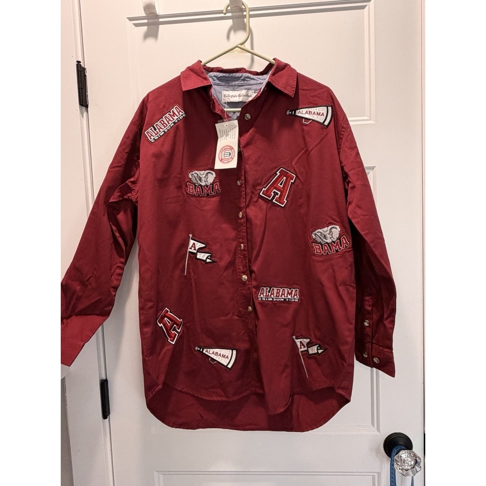 NWT Alabama Crimson Tide Embroidered Button Down Shirt Crimson Red Ladies XL